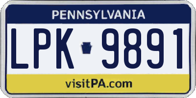 PA license plate LPK9891