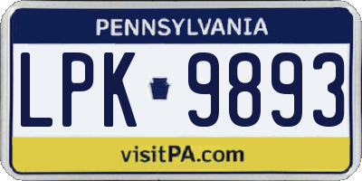 PA license plate LPK9893