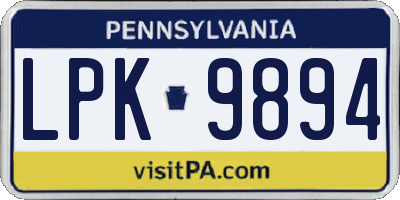 PA license plate LPK9894