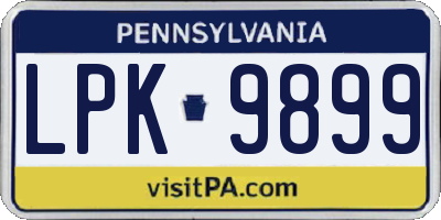 PA license plate LPK9899