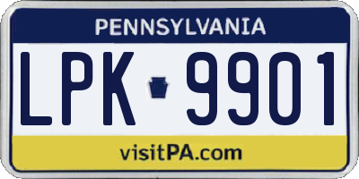PA license plate LPK9901