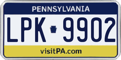 PA license plate LPK9902