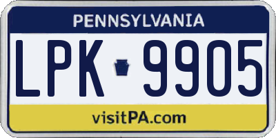 PA license plate LPK9905