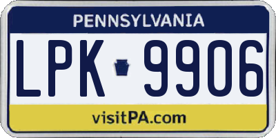 PA license plate LPK9906