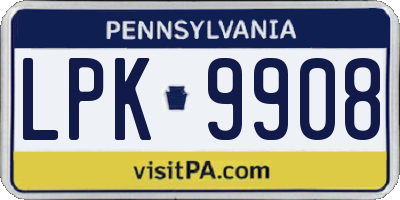 PA license plate LPK9908