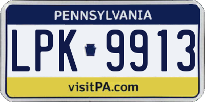 PA license plate LPK9913