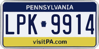 PA license plate LPK9914