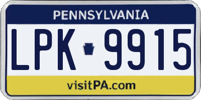 PA license plate LPK9915
