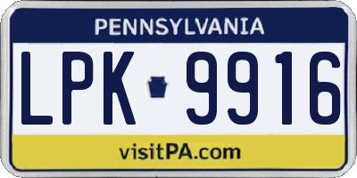 PA license plate LPK9916