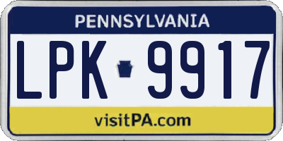 PA license plate LPK9917
