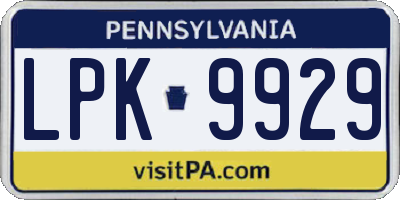 PA license plate LPK9929