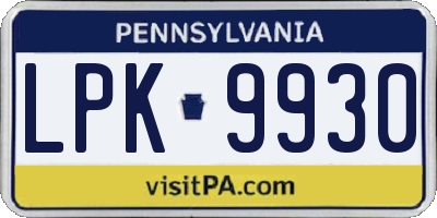 PA license plate LPK9930