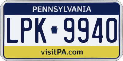 PA license plate LPK9940