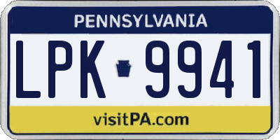 PA license plate LPK9941
