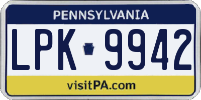 PA license plate LPK9942
