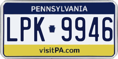 PA license plate LPK9946