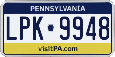 PA license plate LPK9948
