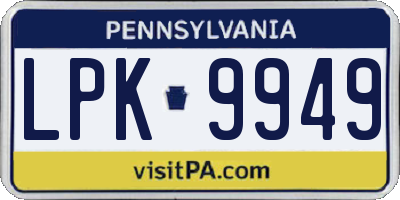 PA license plate LPK9949