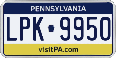 PA license plate LPK9950