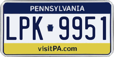 PA license plate LPK9951