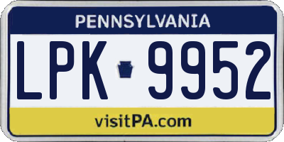 PA license plate LPK9952