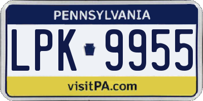 PA license plate LPK9955