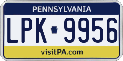 PA license plate LPK9956