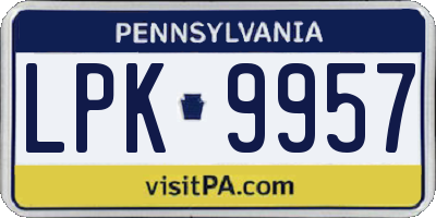 PA license plate LPK9957