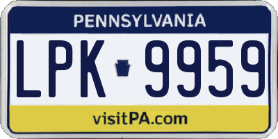 PA license plate LPK9959