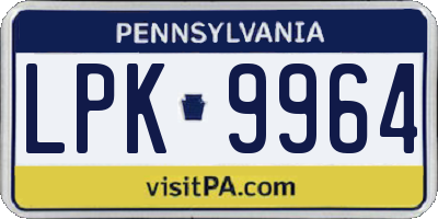 PA license plate LPK9964