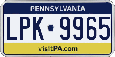 PA license plate LPK9965