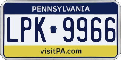PA license plate LPK9966