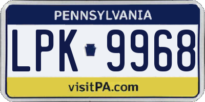 PA license plate LPK9968