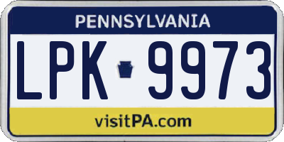 PA license plate LPK9973