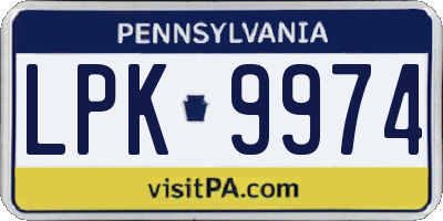 PA license plate LPK9974
