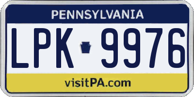 PA license plate LPK9976