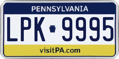 PA license plate LPK9995