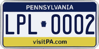 PA license plate LPL0002