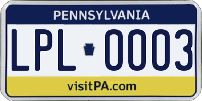 PA license plate LPL0003