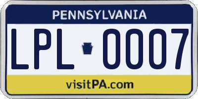 PA license plate LPL0007