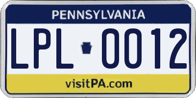 PA license plate LPL0012