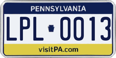 PA license plate LPL0013