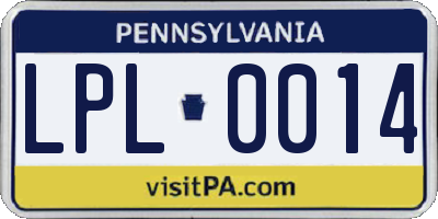 PA license plate LPL0014