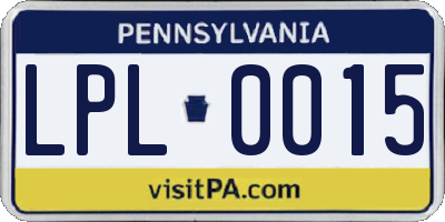 PA license plate LPL0015