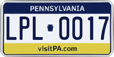 PA license plate LPL0017