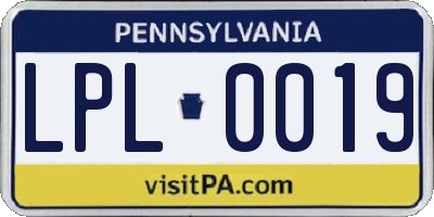 PA license plate LPL0019