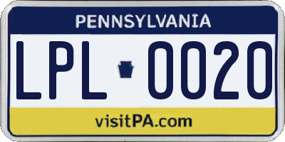 PA license plate LPL0020