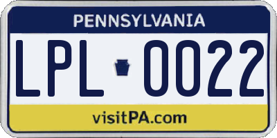 PA license plate LPL0022