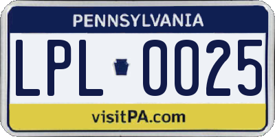 PA license plate LPL0025