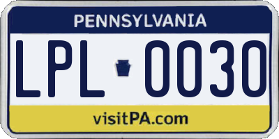 PA license plate LPL0030